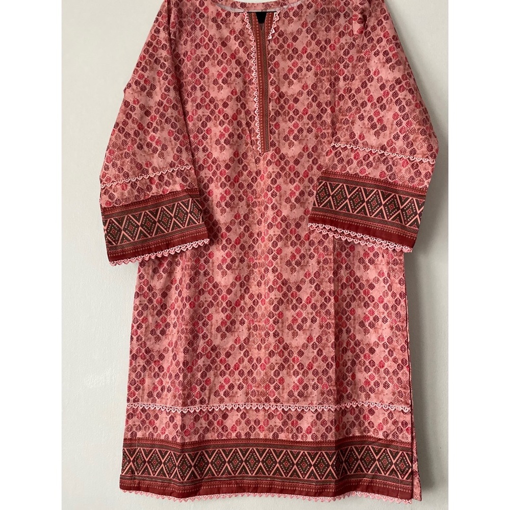 Multicolor Red/Pink Pakistani Outfit. Shalwar Kameez. 3 piece set Size Large